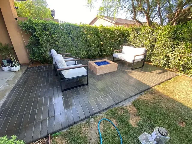Paver hardscape installation in the Coachella Valley