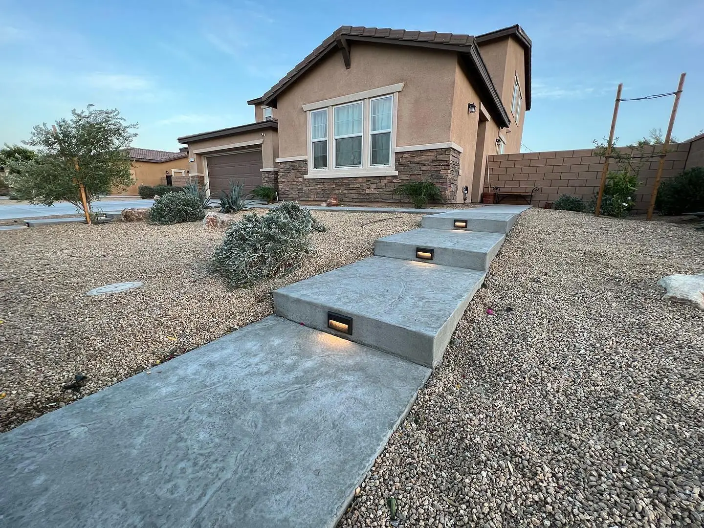 Pathway with low-voltage path lights