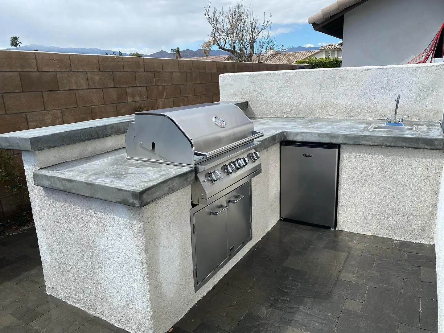 Outdoor kitchen under construction