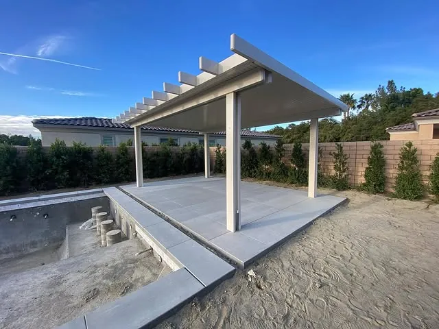 Attached white patio cover