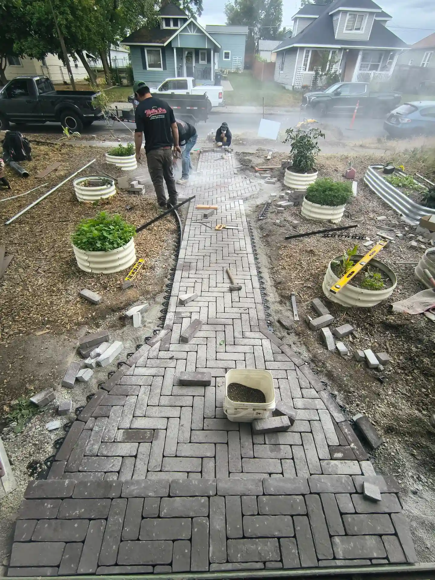 Brick walkway installation project in Spokane